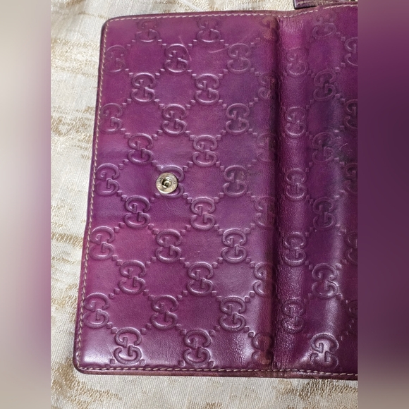 GUCCI Vintage Purple Guccissima Leather Flap Continental Wallet - Picture 14 of 16